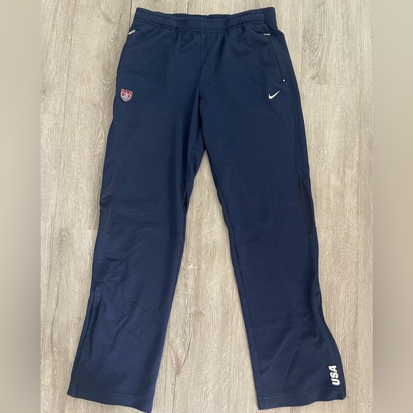 Vintage Nike USMNT Soccer Warm Up Pants Men’s Size Medium Navy Blue USA - Picture 1 of 11